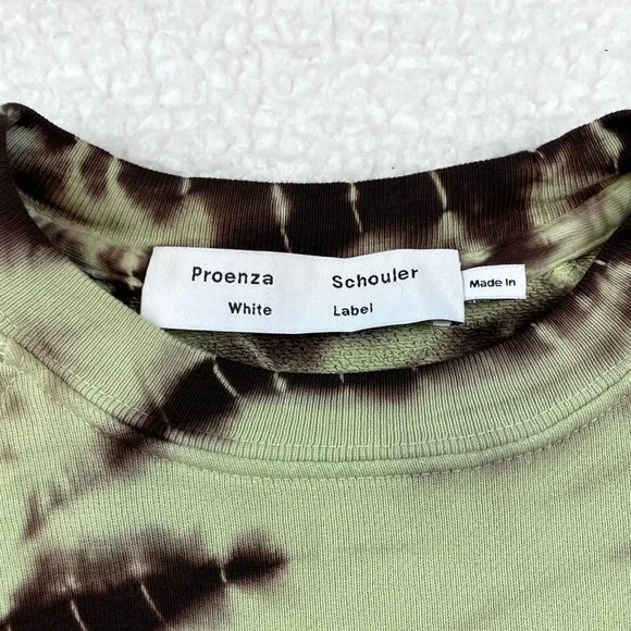 PROENZA SCHOULER • Mint/Brown White Label Modified Raglan Tie Dye Sweatshirt, XS - Picture 14 of 16